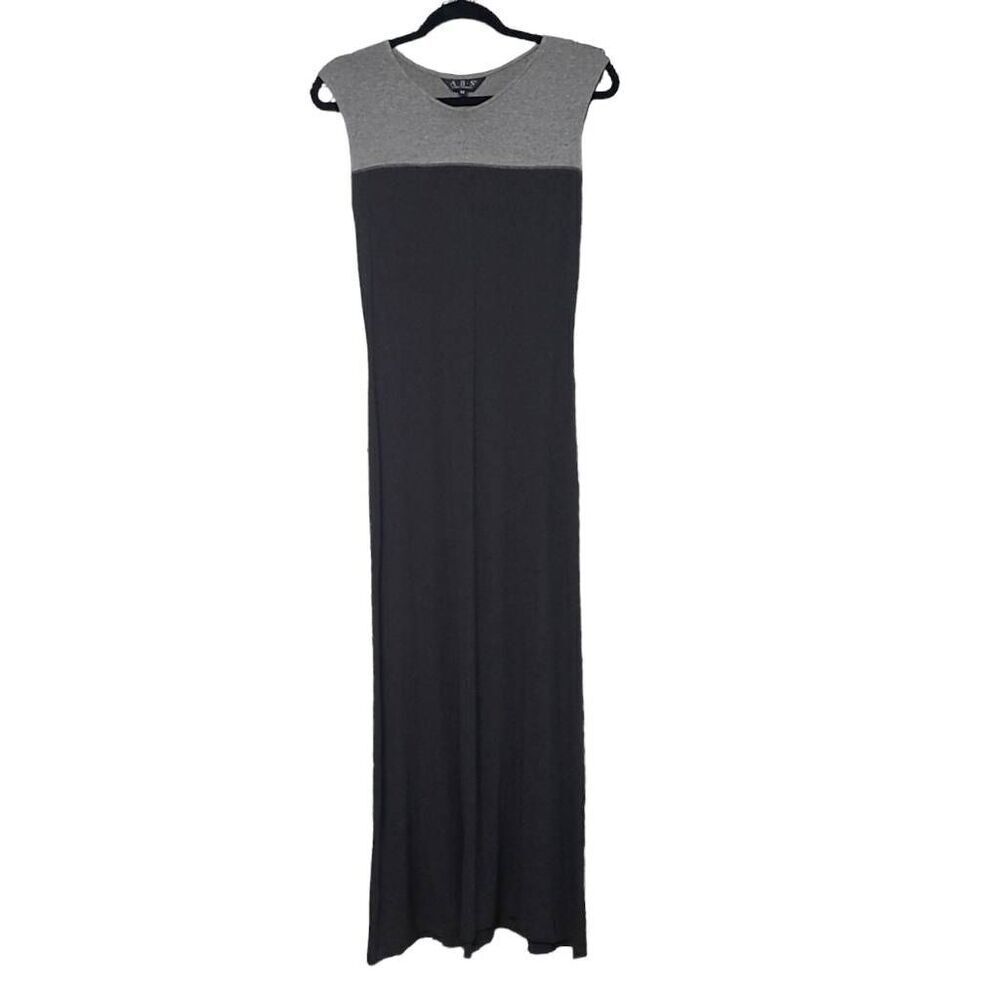 Allen Schwartz knit stretch tank long maxi dress color block black gray women’s